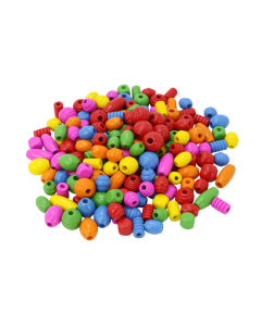 Perles bois formes et coloris assortis 500g