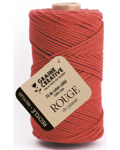 1 bobine coton cablé recyclé 100m coloris rouge