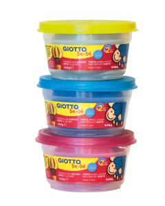 Giotto be-bè glitter 3 pots 100g coloris assortis avec paillettes