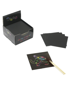 150 mini cartes a gratter 8,5x8,5cm + 20 batonnets
