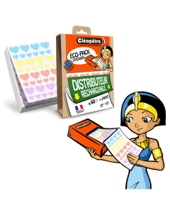 eco-pack 2400 gommettes cœurs 4 coloris pastels taille 12 et 20mm
