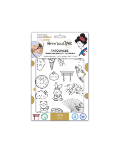 1 feuille tatoos a colorier theme japon & kawai