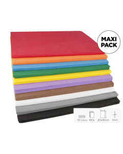 classpack 100 plaques caoutchouc 20x30cm 1mm 10 coloris assortis