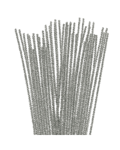 25 chenilles metalliques argent 6mmx30cm