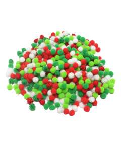 1000 mini pompons noel 10mm 4 coloris assortis