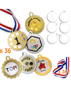 36 medailles carton + 36 rubans