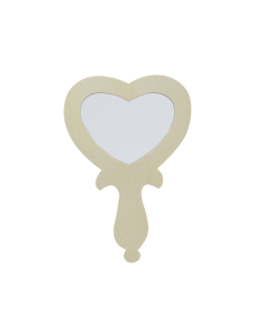 10 miroirs a main forme cœur 11x16cm bois