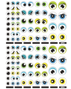 312 gommettes yeux ronds bleu/vert