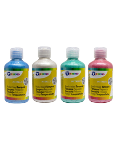 Gouache métallique nacrée 4  flacons 250ml assortis