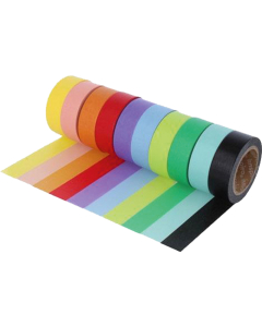 10 rouleaux masking tape 15mmx15m coloris assortis