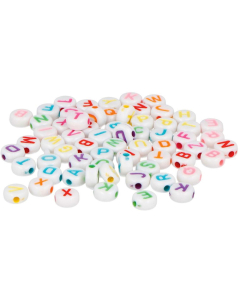 1200 perles rondes blanches lettres coloris assortis