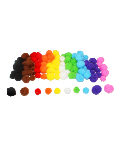 100 pompons à trous tailles et coloris assortis