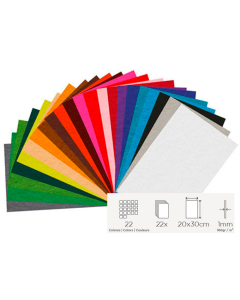 22 coupons feutrine 30x45cm coloris assortis