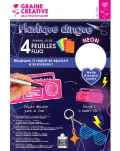 4 feuilles plastique dingue fluo 20x26cm