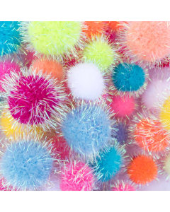 200 pompons irisés tailles et couleurs assorties