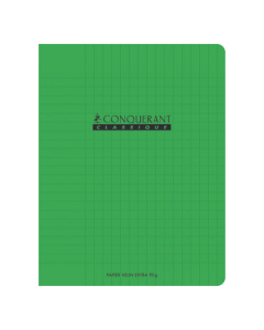 Cahier agrafé 17x22cm - 90g - couverture polypropylène vert 96 pages séyés