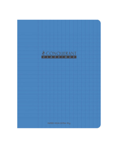 Cahier agrafé 17x22cm - 90g - couverture polypropylène bleu 96 pages séyés