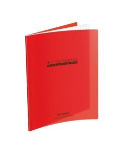 Cahier agrafé 17x22cm - 90g - couverture polypropylène rouge 60 pages séyés