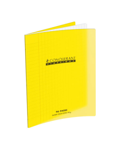 Cahier agrafé 17x22cm - 90g - couverture polypropylène jaune 60 pages séyés