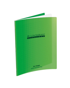 Cahier agrafé 17x22cm - 90g - couverture polypropylène vert 60 pages séyés