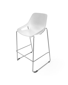 Tabouret Haut Rosalie  Polypro Blanc / Chromé