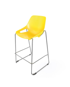 Tabouret Haut Rosalie  Polypro Jaune / Chromé