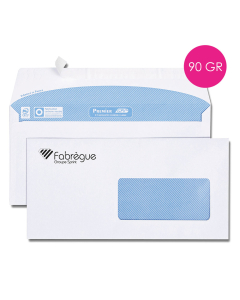 La boîte de 500 enveloppes 110x220 blanches avec fenêtre H.45xL.100 mm 90g personnalisées auto-adhésive impression noire