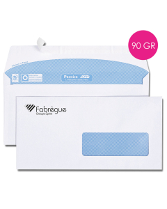 La boîte de 500 enveloppes 110x220 blanches avec fenêtre H.35xL.100 mm 90g personnalisées auto-adhésive impression noire