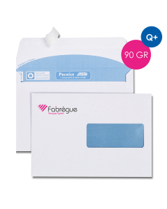 La boîte de 500 enveloppes blanches 162x229 personnalisées, 90g, bande de protection, Qualité+, impression quadri