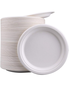Assiette plate ivoire coldis fibres vegetales biodegradable diametre 23cm sachet 50 unites