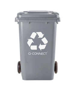 Poubelle q-connect conteneur plastique couvercle 100l 470x750x370mm déchets organiques coloris gris