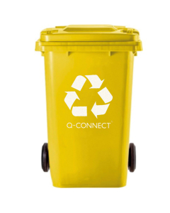 Poubelle q-connect conteneur plastique couvercle 100l 470x750x370mm plastique emballages coloris jaune.