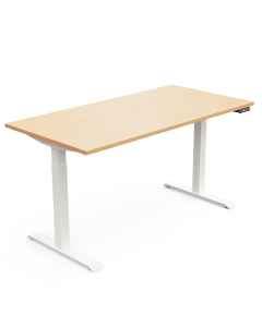 Bureau Lutz 2 assis-debout 180x80 Blanc / Chêne clair