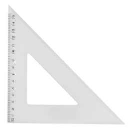 Equerre 45° scolaire en cristal transparent graduée 15cm