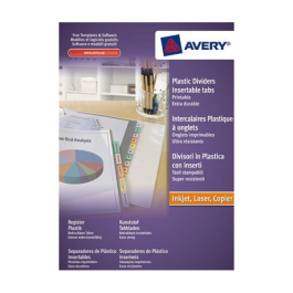 Lot De 5 Intercalaires Classeur A4 Plastique 20 Onglets A-Z - 11 Trous, Avec Page Catalogue Inscriptible - Organisation Bureau