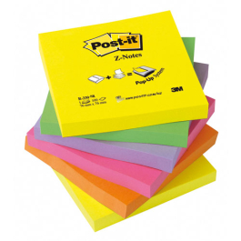 Lot de 6 blocs de notes repositionnables Post-it Z Néon 76x76mm coloris ...